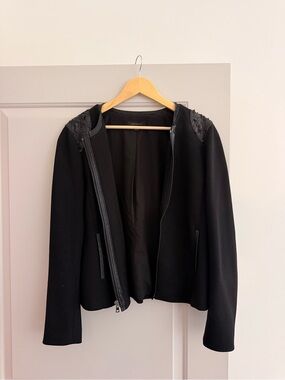 Ann Taylor Zip Front Jacket with Embellished Shoulders